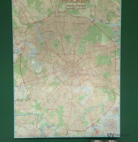 Изображение выполненных работ: УФ-печать на стекле — Карта Москвы