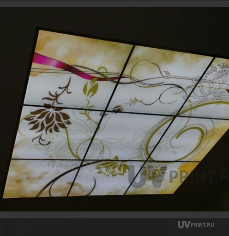Изображение выполненных работ: УФ-печать на стекле — Дизайнерские потолки
